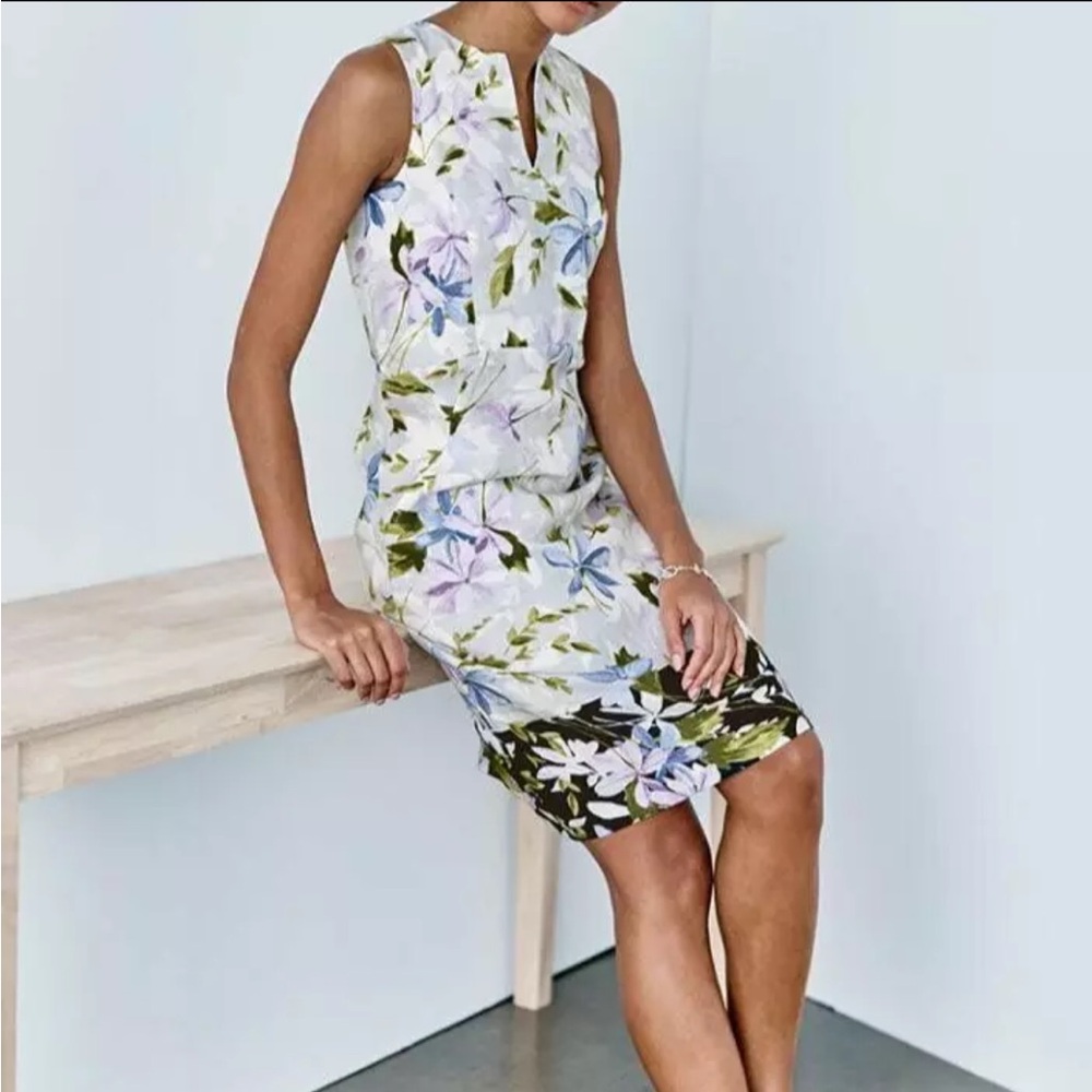 J. Jill Love Linen Floral Sheath Dress Women’s Medium Pockets Breathable Casual